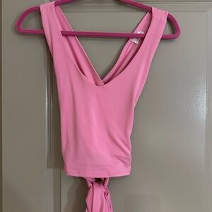 Le Lis Pink V-Neck Top with Tie-back